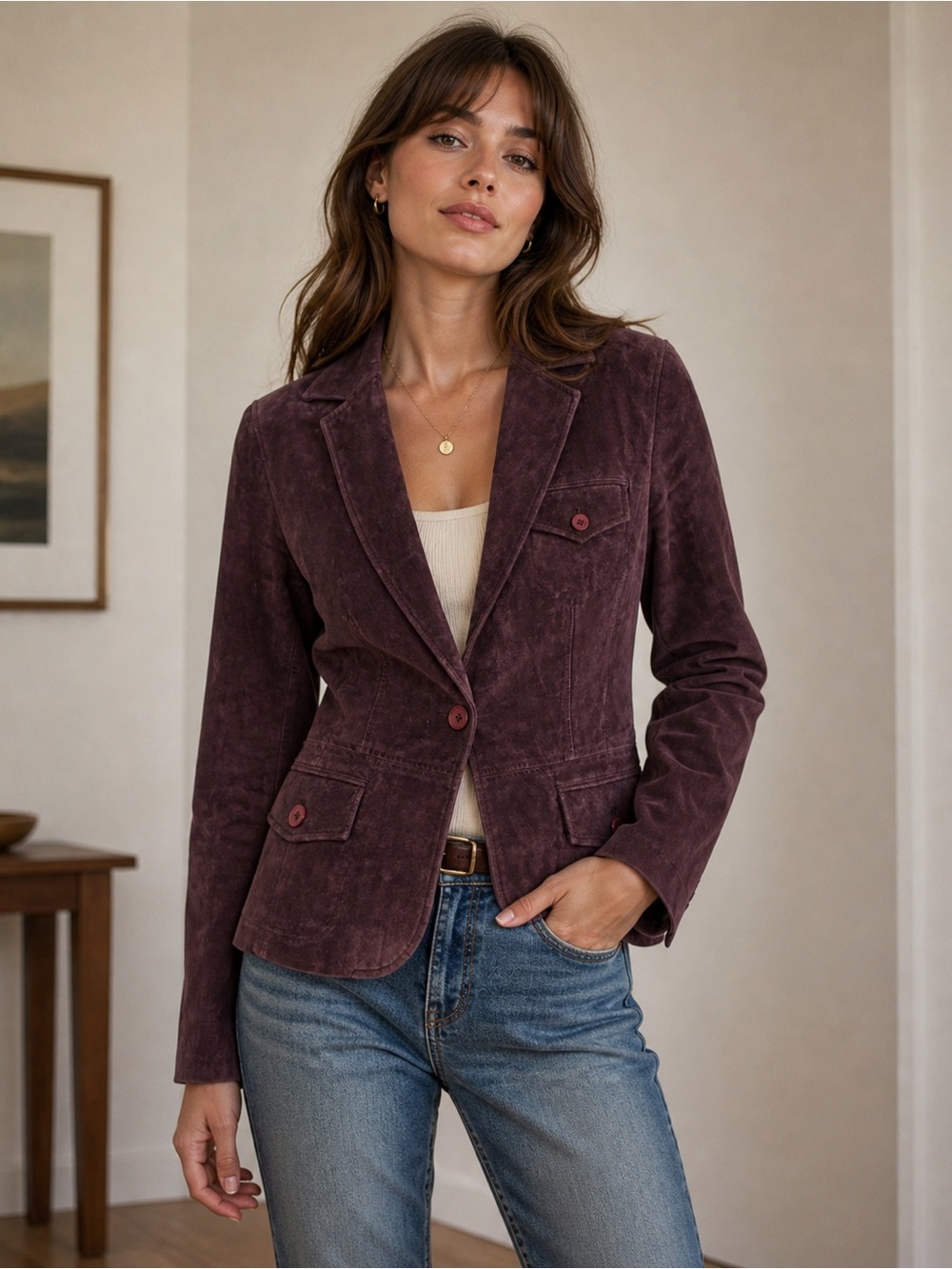 LOFT Women's Brown Suede Blazer Jacket Sz 8